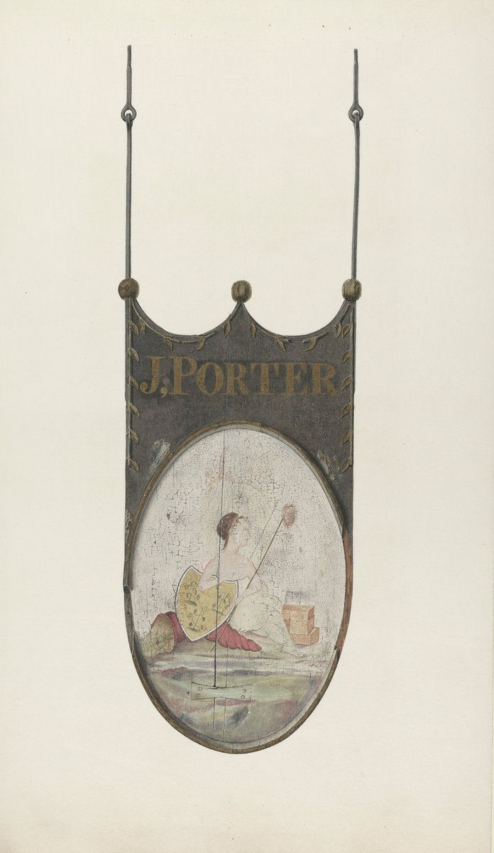 Tavern Sign: "J. Porter" by Alfred Parys (American, active c. 1935), 16X12"(A3)Poster Print