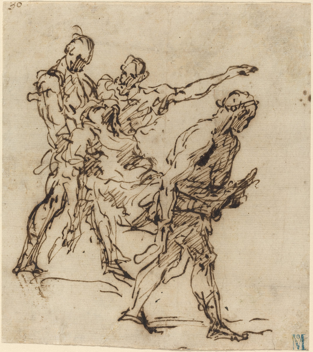 1655/1665 by Italian 17th Century (Figures Carrying a Body), 16X12"(A3)Poster Print