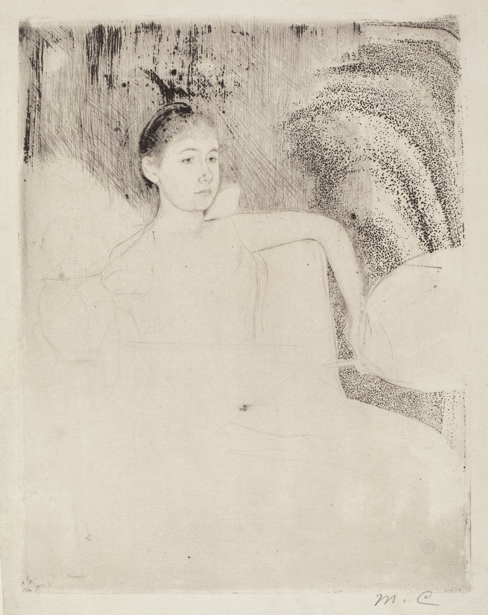 Mimi Holding a Japanese Fan by Mary Cassatt (American, 1844 - 1926), 16X12"(A3)Poster Print