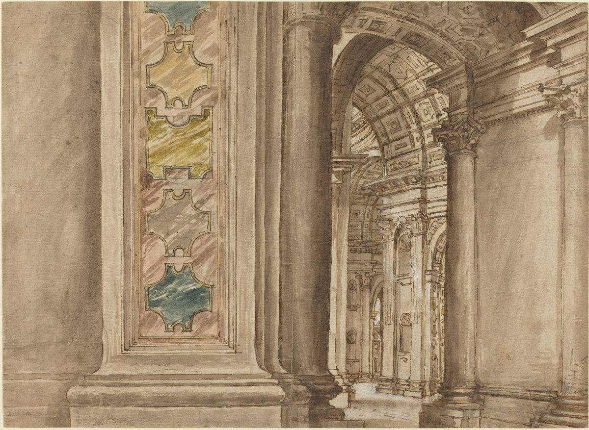 first quarter 17th century by Italian 17th Century (The Interior of Saint Peter's, Rome), 16X12"(A3)Poster Print
