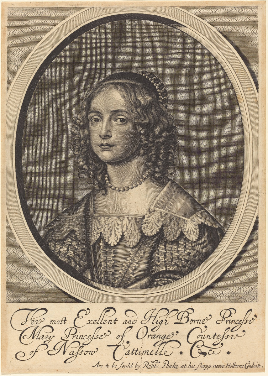 Mary, Princess of Orange by William Faithorne after Sir Anthony van Dyck (English, 1616 - 1691), 16X12"(A3)Poster Print