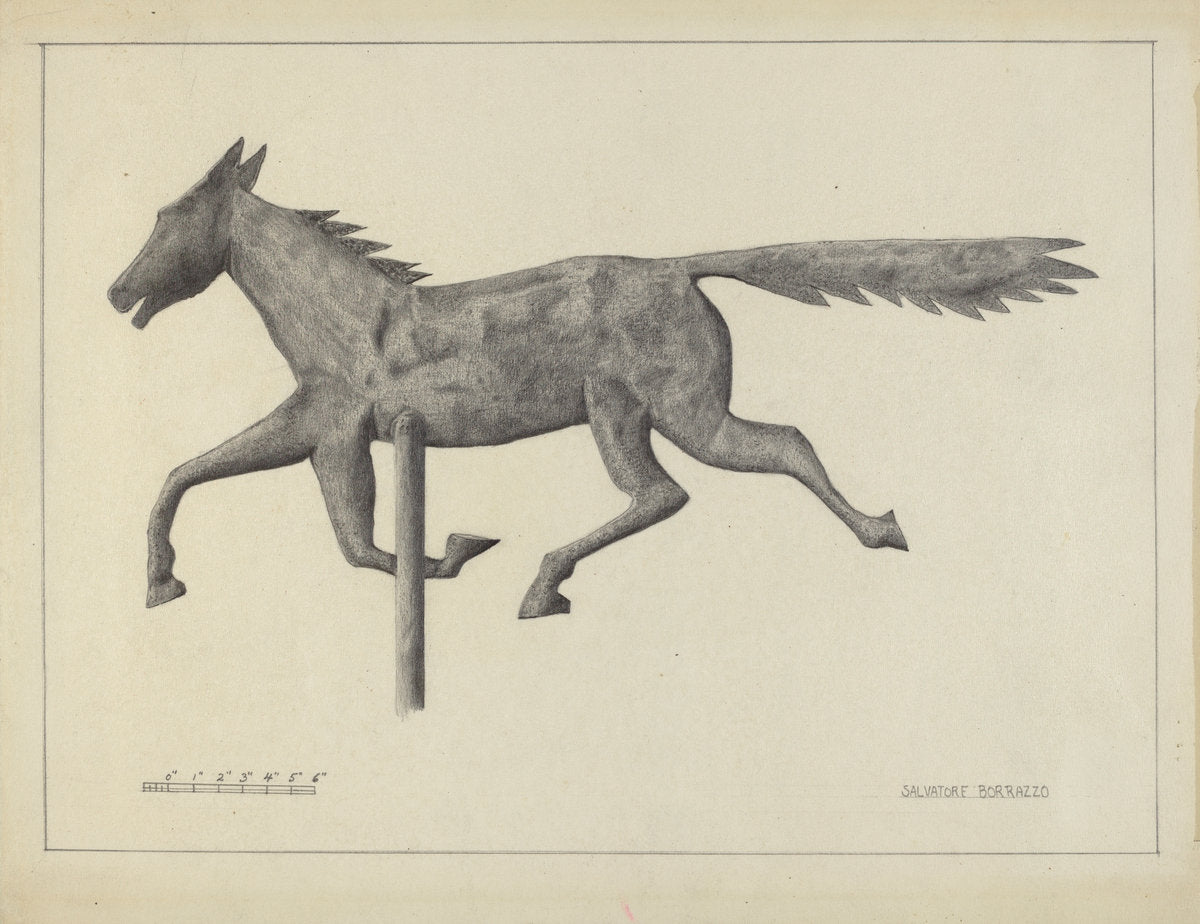 Prairie Horse Weather Vane by Salvatore Borrazzo (American, active c. 1935), 16X12"(A3)Poster Print