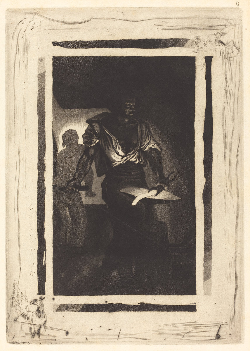 A Blacksmith (Un forgeron) by Eugène Delacroix (French, 1798 - 1863), 16X12"(A3)Poster Print