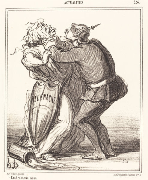 Embrassons nous by Honoré Daumier (French, 1808 - 1879), 16X12"(A3)Poster Print