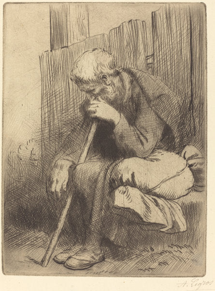 Thinker (Le penseur) by Alphonse Legros (French, 1837 - 1911), 16X12"(A3)Poster Print