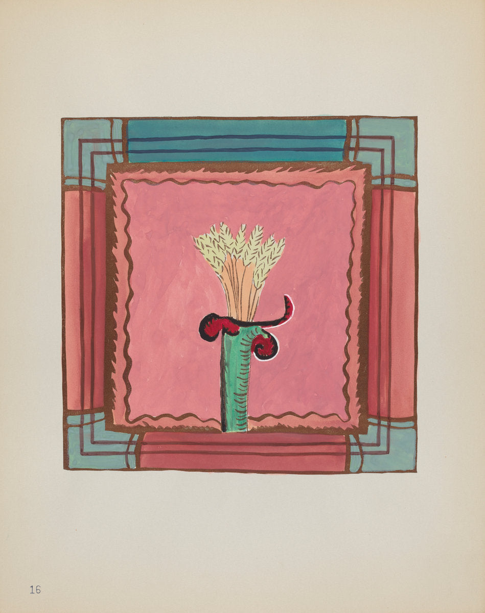 1935/1942 by American 20th Century (Plate 16: Wheat Sheaf, Altar Panel: From Portfolio "Spanish Colonial Designs of New Mexico"), 16X12"(A3)Poster Print
