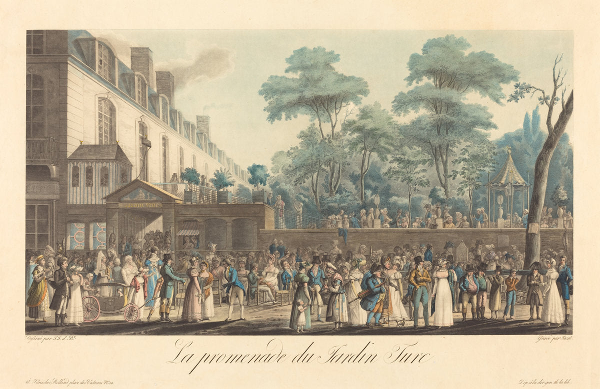 La promenade au Jardin Turc by Jean-Pierre-Marie Jazet after Jean Joseph Bastier de Bez (French, 1788 - 1871), 16X12"(A3)Poster Print