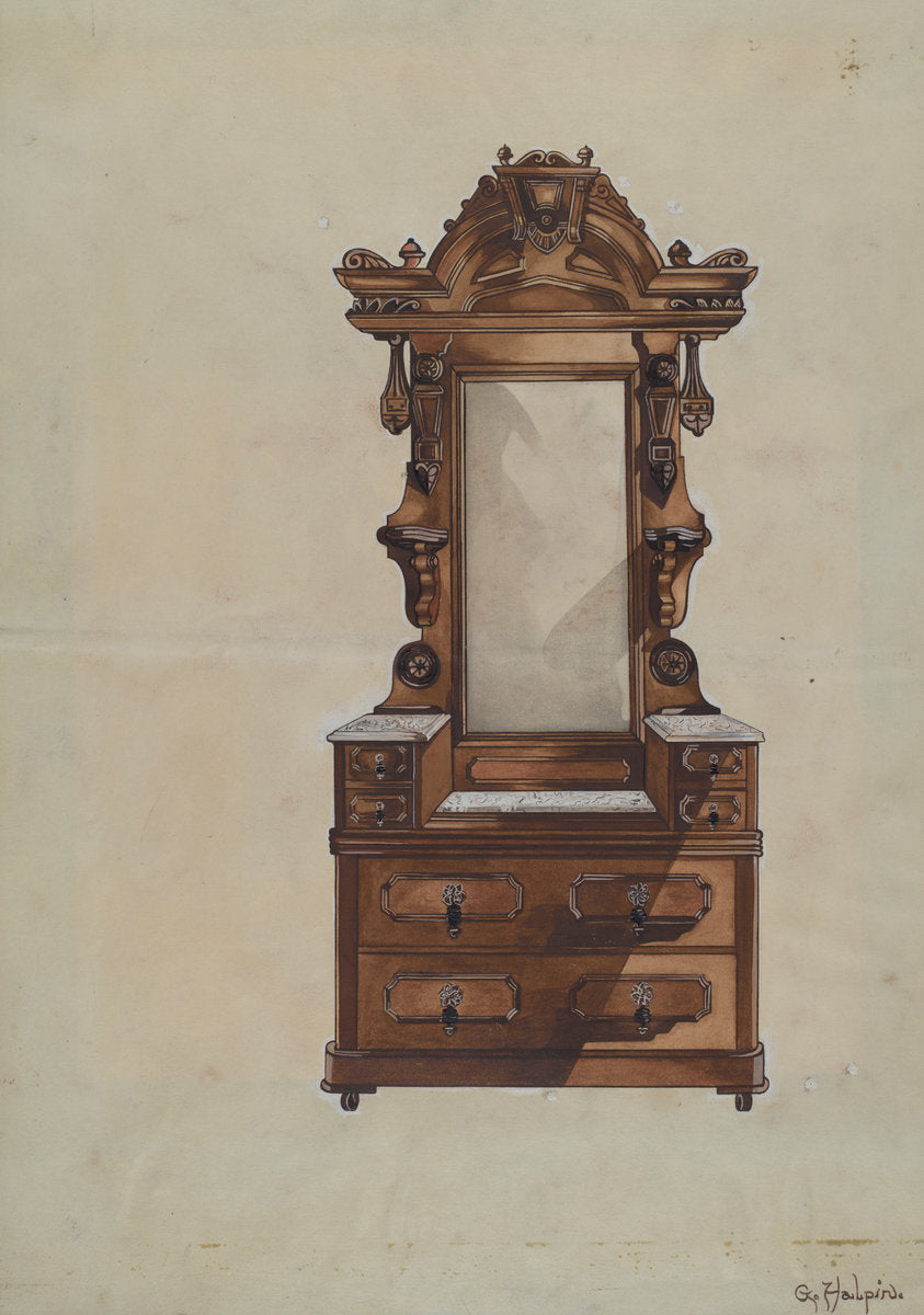Bureau by Grace Halpin (American, active c. 1935), 16X12"(A3)Poster Print