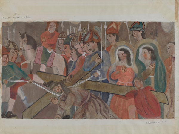 Station of the Cross No. 9: "Jesus Falls the Third Time by Beulah Bradleigh (American, active c. 1935), 16X12"(A3)Poster Print