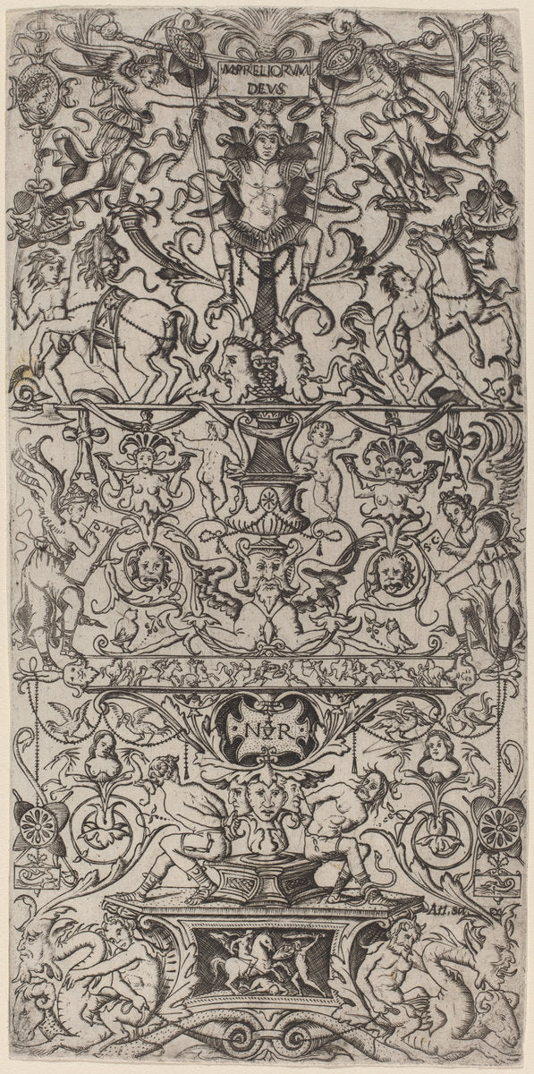 Ornament Panel: Mars, God of Battles by Nicoletto da Modena (Italian, active 1500/1512), 16X12"(A3)Poster Print