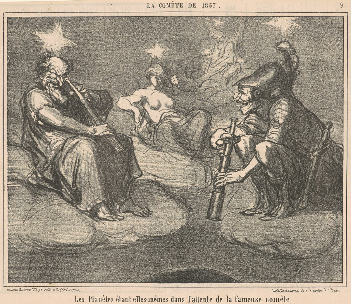 Les planètes étant elles-mêmes dans ... by Honoré Daumier (French, 1808 - 1879), 16X12"(A3)Poster Print
