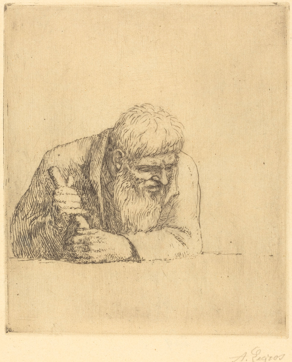 Curious Man (Un curieux) by Alphonse Legros (French, 1837 - 1911), 16X12"(A3)Poster Print