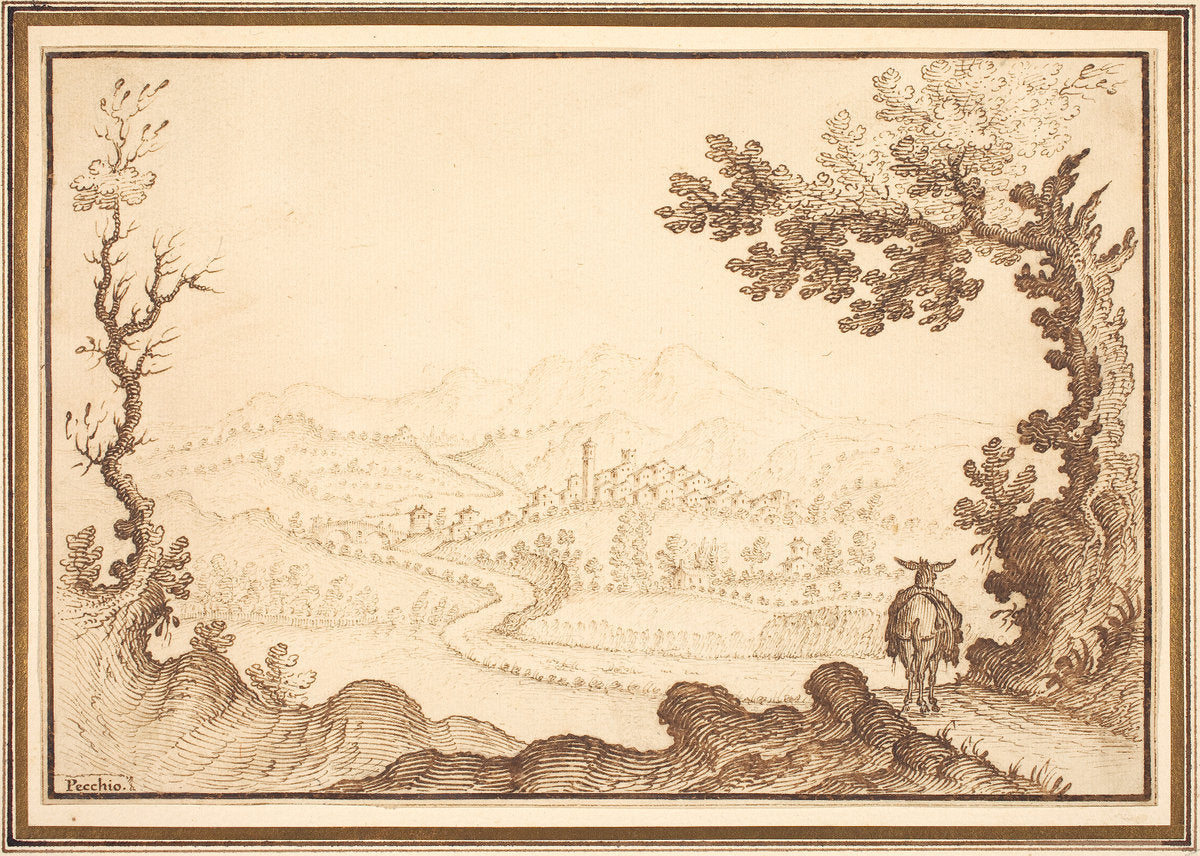 A Landscape Near Pecchio by Remigio Cantagallina (Italian, 1582/1583 - 1656), 16X12"(A3)Poster Print