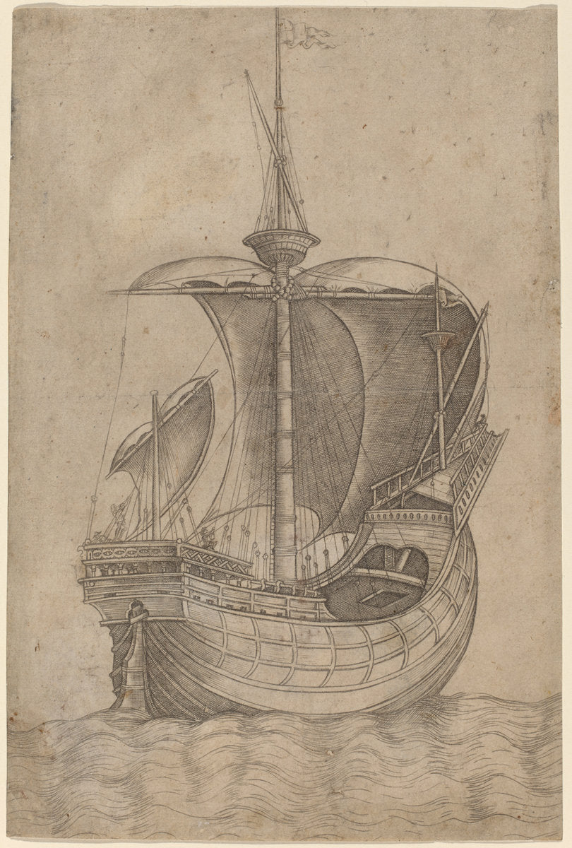 c. 1480/1500 by Italian 15th Century (Carrack, Heading to the Right), 16X12"(A3)Poster Print