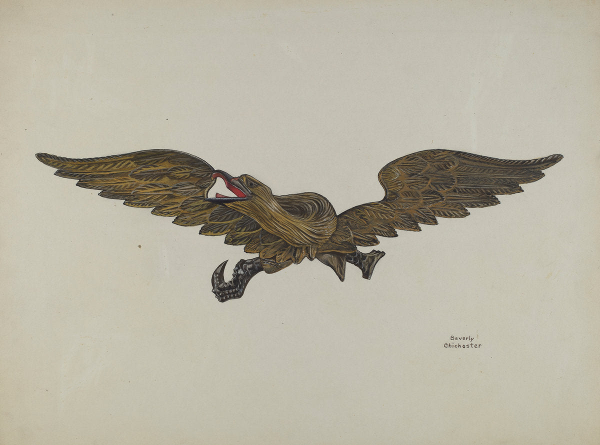 Carved Eagle by Beverly Chichester (American, active c. 1935), 16X12"(A3)Poster Print