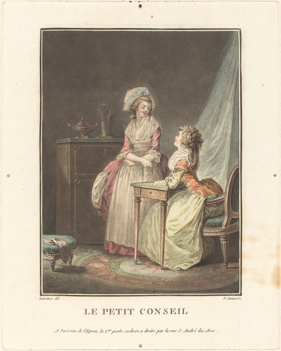 Le petit conseil by Jean-François Janinet after Nicolas Lavreince (French, 1752 - 1814), 16X12"(A3)Poster Print