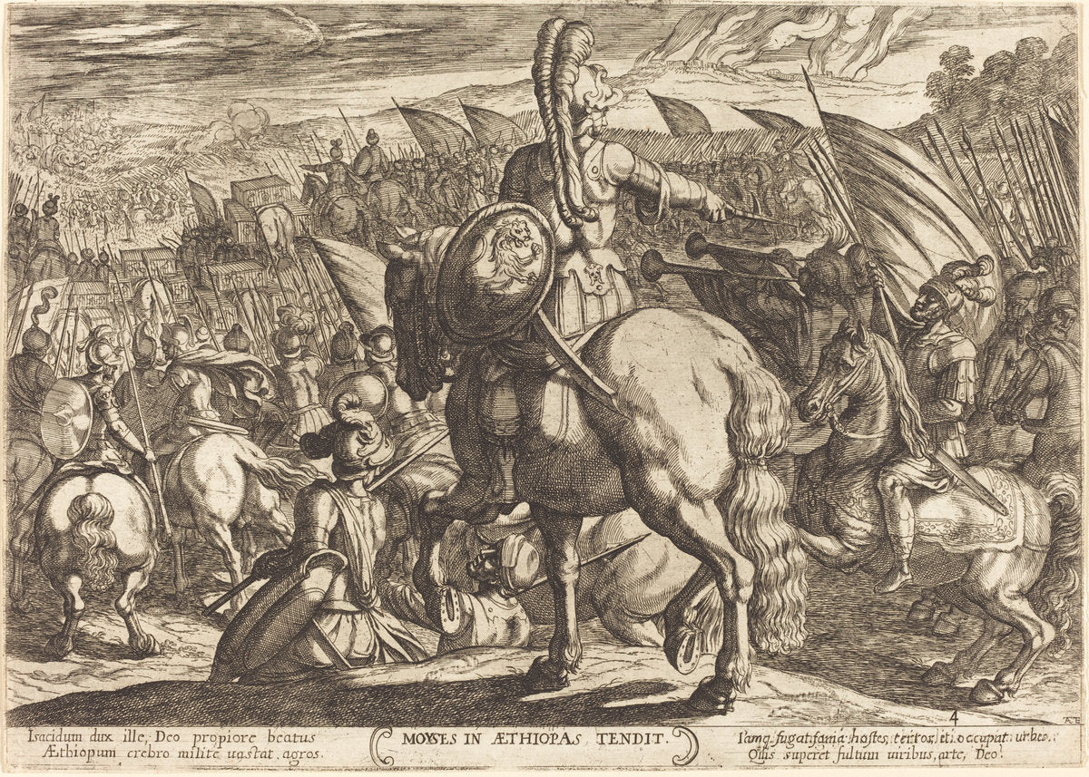 Moses makes the Hebrew army march against the Ethiopians by Antonio Tempesta (Florentine, 1555 - 1630), 16X12"(A3)Poster Print