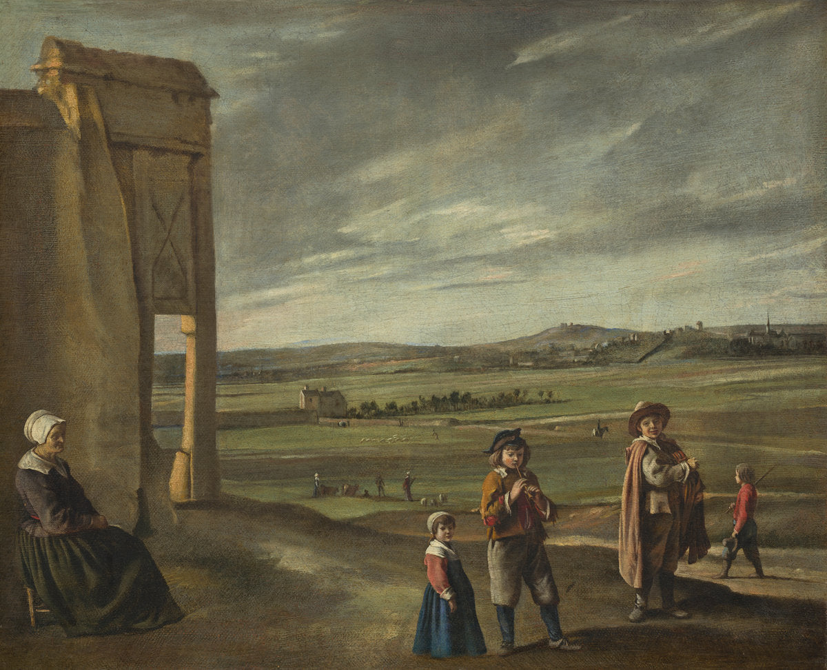 Landscape with Peasants by Louis Le Nain (French, c. 1600/1603 - 1648), 16X12"(A3)Poster Print