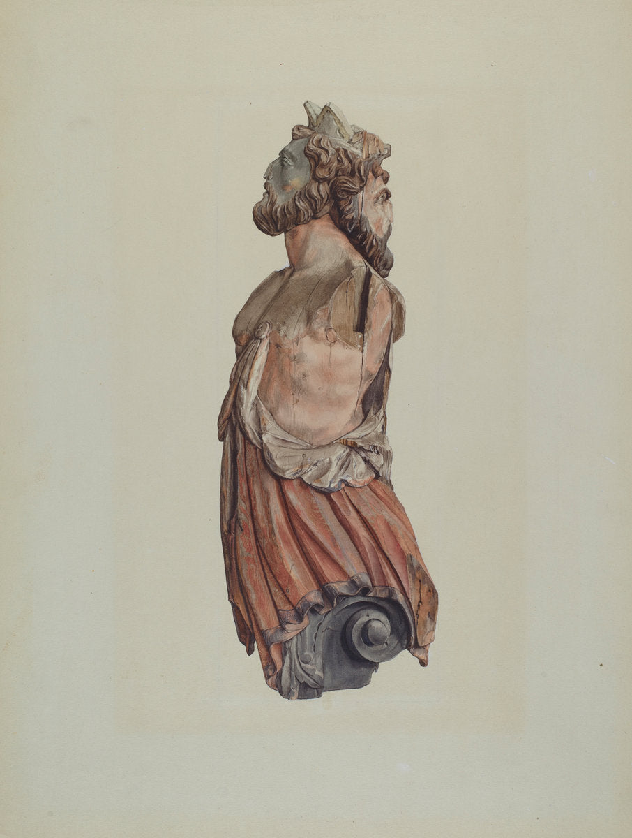 Figurehead: "Janus" by Ingrid Selmer-Larsen (American, 1913 - 2005), 16X12"(A3)Poster Print