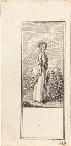 Girl with a Crown of Flowers by Daniel Nikolaus Chodowiecki (German, 1726 - 1801), 16X12"(A3)Poster Print