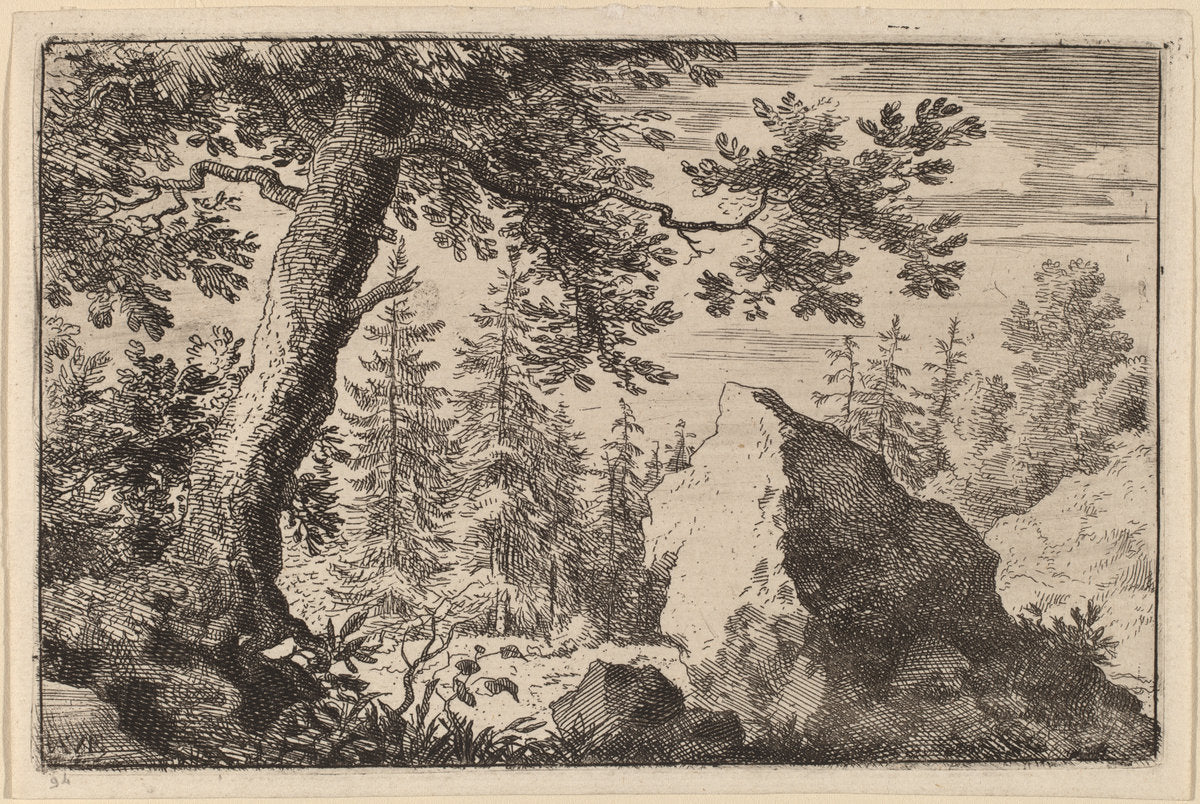 Boulder in the Woods by Allart van Everdingen (Dutch, 1621 - 1675), 16X12"(A3)Poster Print