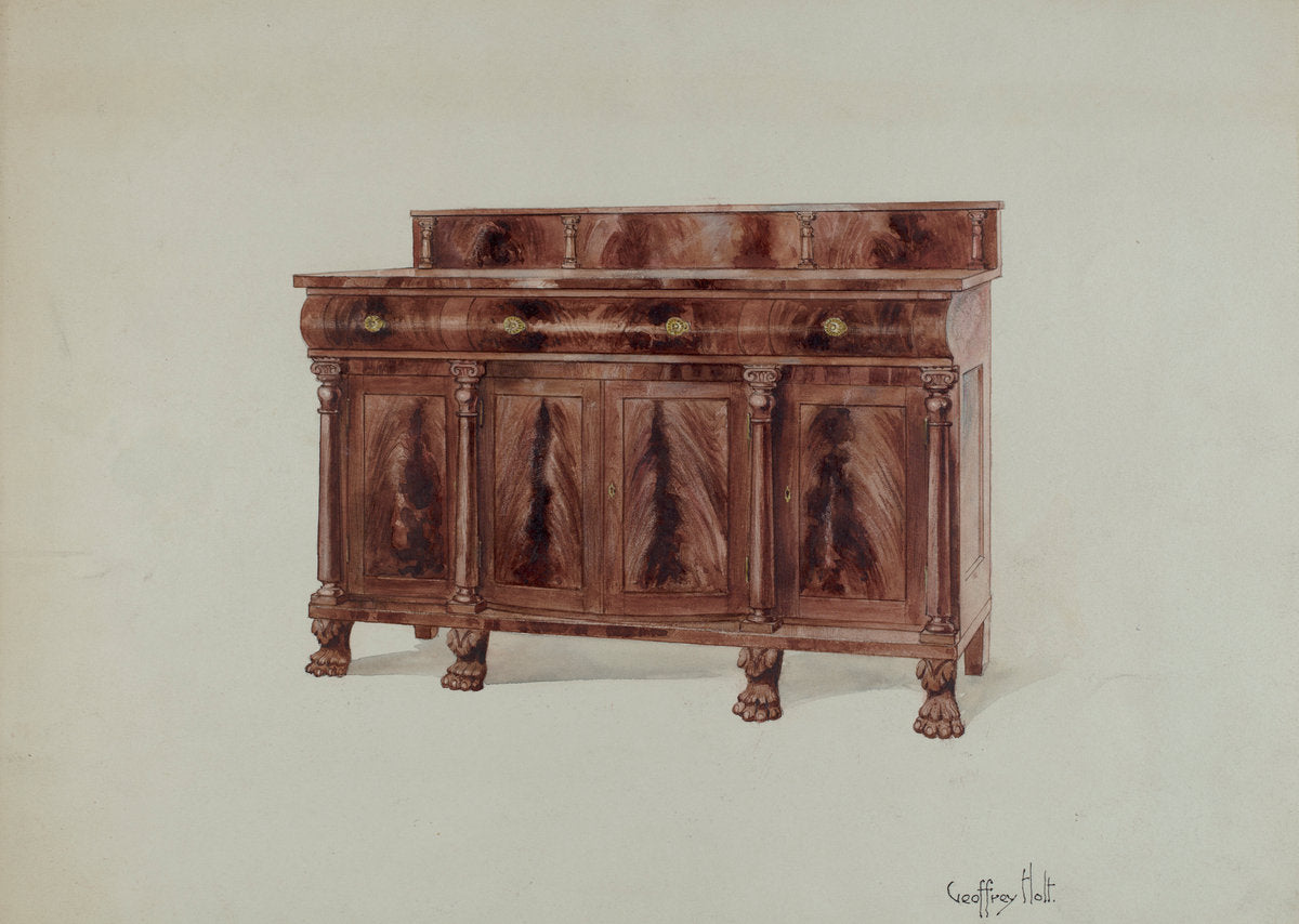 Sideboard, Mahogany by Geoffrey Holt (American, active c. 1935), 16X12"(A3)Poster Print