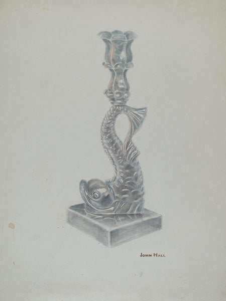 Glass Candlestick by John Hall (American, active c. 1935), 16X12"(A3)Poster Print