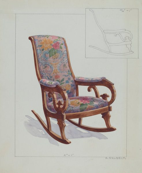 Rocking Chair by Alfred Walbeck (American, active c. 1935), 16X12"(A3)Poster Print