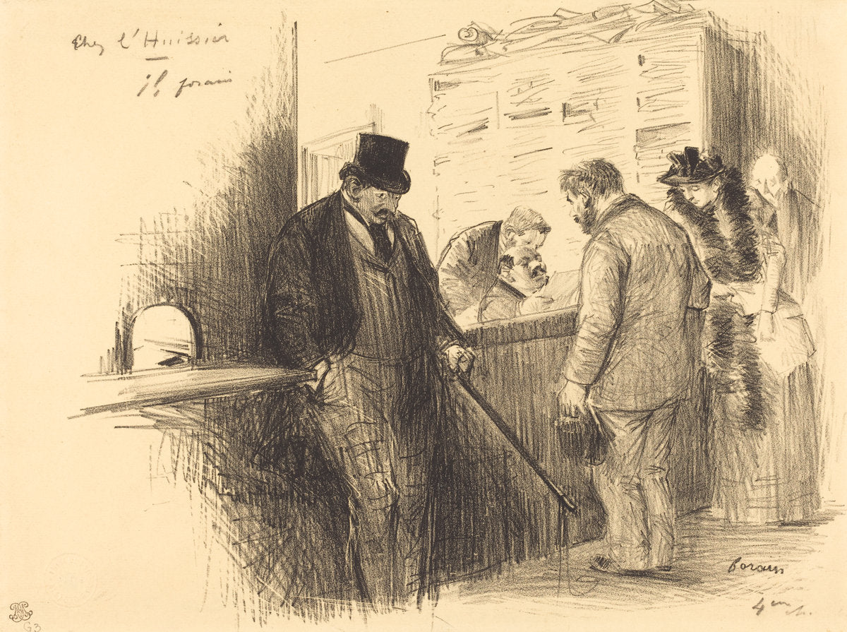 At the Bailiff's by Jean-Louis Forain (French, 1852 - 1931), 16X12"(A3)Poster Print