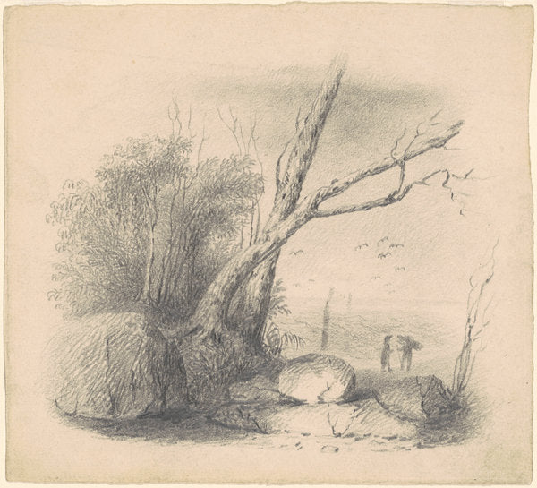 Figures by the Shore by James Goodwyn Clonney (American, 1812 - 1867), 16X12"(A3)Poster Print