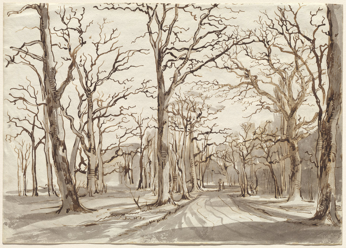 A Woodland Path in Rosenthal in Winter by Johann Christian Reinhart (German, 1761 - 1847), 16X12"(A3)Poster Print