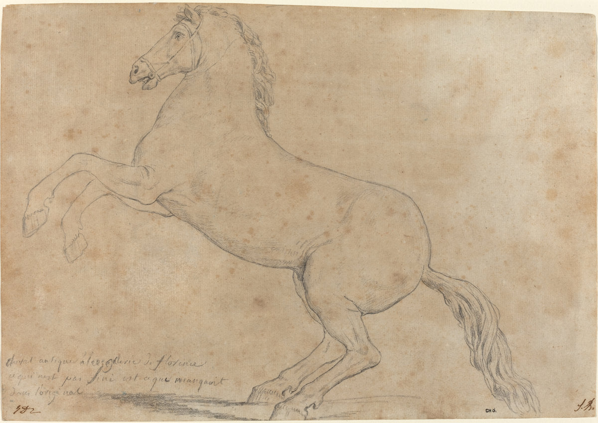 An Antique Sculpture of a Horse by Jacques-Louis David (French, 1748 - 1825), 16X12"(A3)Poster Print