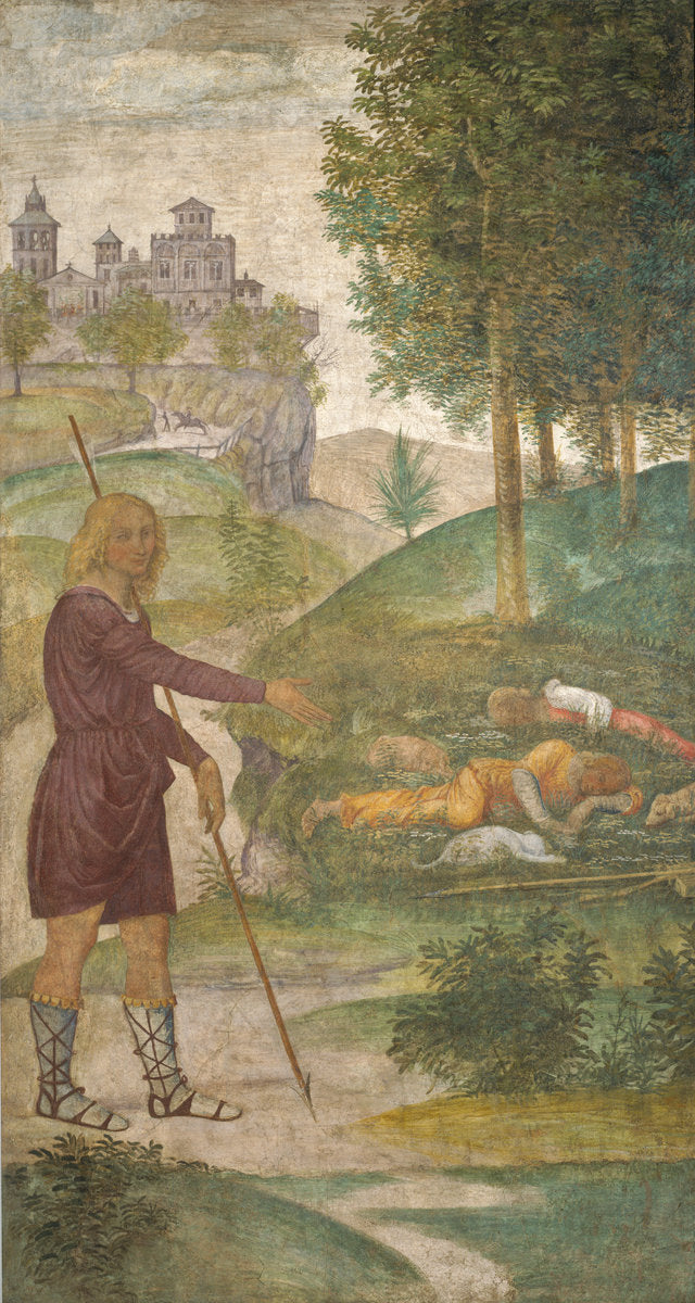 Cephalus and the Nymphs by Bernardino Luini (Italian, c. 1480 - 1532), 16X12"(A3)Poster Print