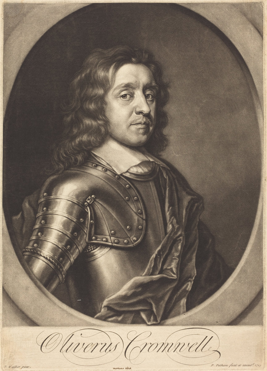 Oliver Cromwell by Peter Pelham after Robert Walker (American, born England, 1697 - 1751), 16X12"(A3)Poster Print