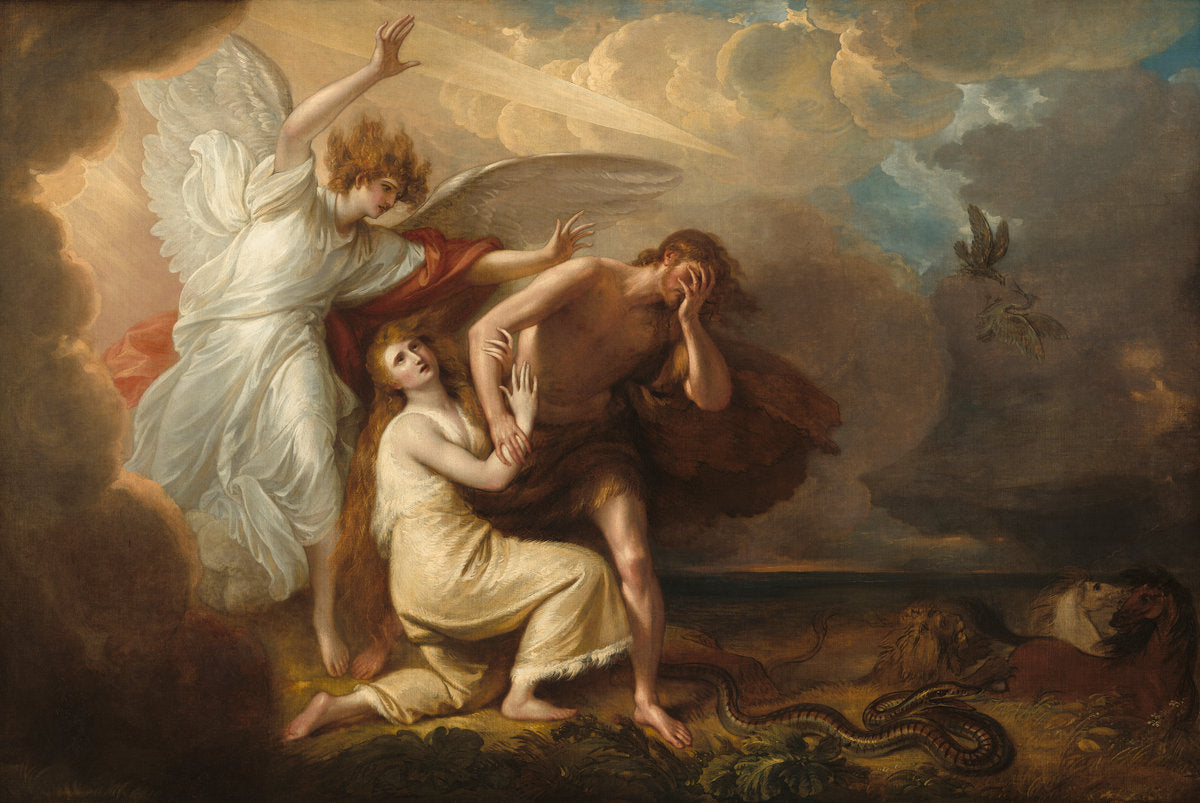 The Expulsion of Adam and Eve from Paradise by Benjamin West (American, 1738 - 1820), 16X12"(A3)Poster Print