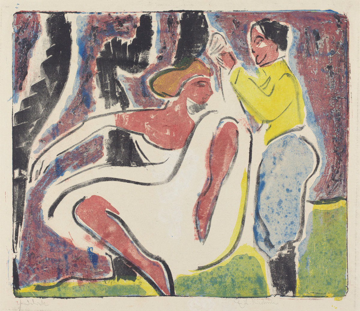 Russian Dancers (Russisches Tänzerpaar) by Ernst Ludwig Kirchner (German, 1880 - 1938), 16X12"(A3)Poster Print