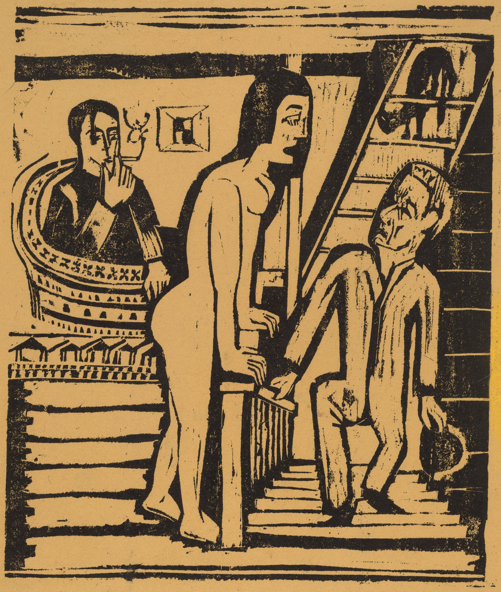 The Visit by Ernst Ludwig Kirchner (German, 1880 - 1938), 16X12"(A3)Poster Print