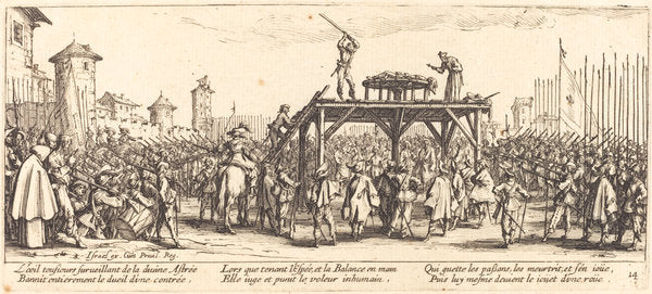 The Wheel by Jacques Callot (French, 1592 - 1635), 16X12"(A3)Poster Print