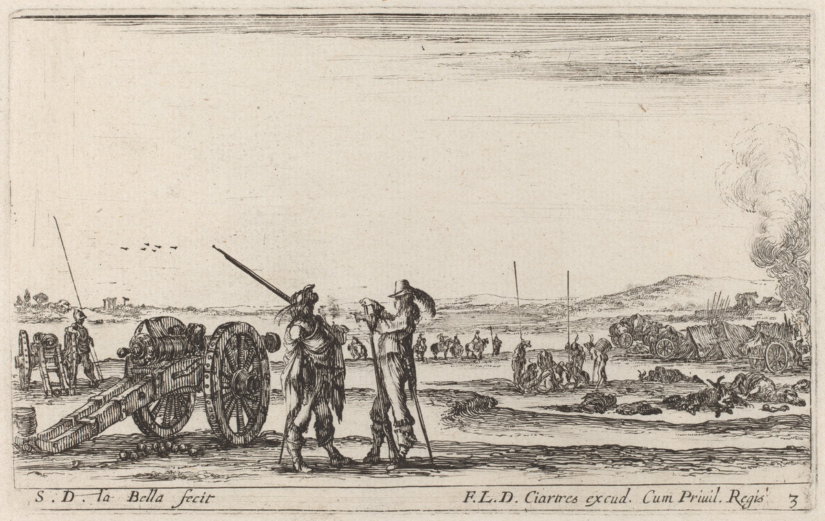 Officer Giving Orders to a Sentinel by Stefano Della Bella (Italian, 1610 - 1664), 16X12"(A3)Poster Print