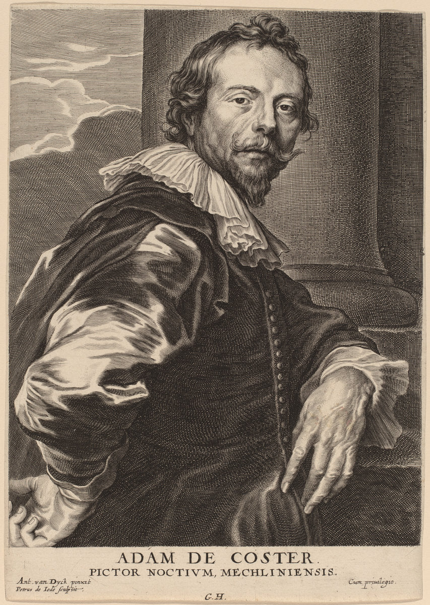 Adam de Coster by Pieter de Jode II after Sir Anthony van Dyck (Flemish, 1601 - 1674 or after), 16X12"(A3)Poster Print