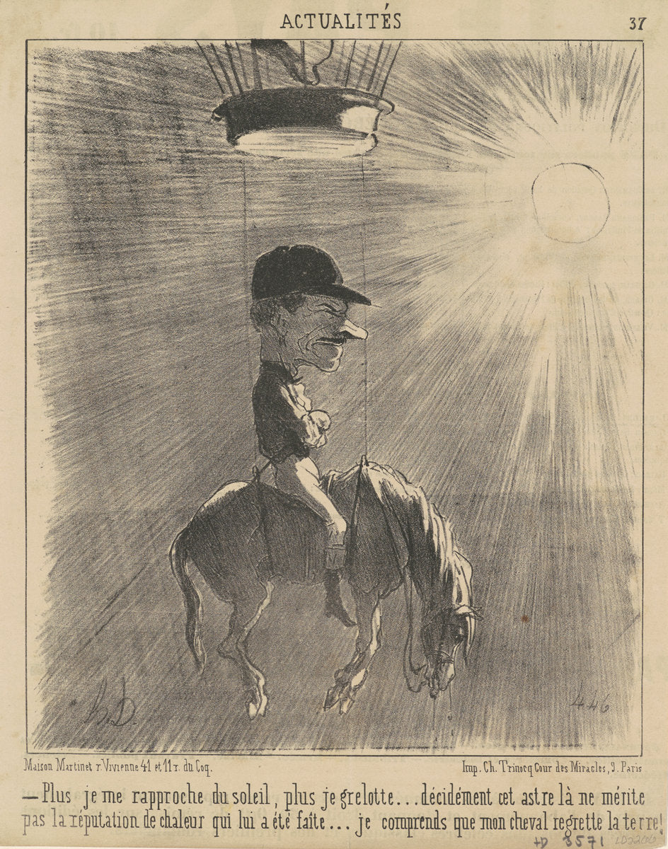 Plus je me rapproche du soleil... by Honoré Daumier (French, 1808 - 1879), 16X12"(A3)Poster Print