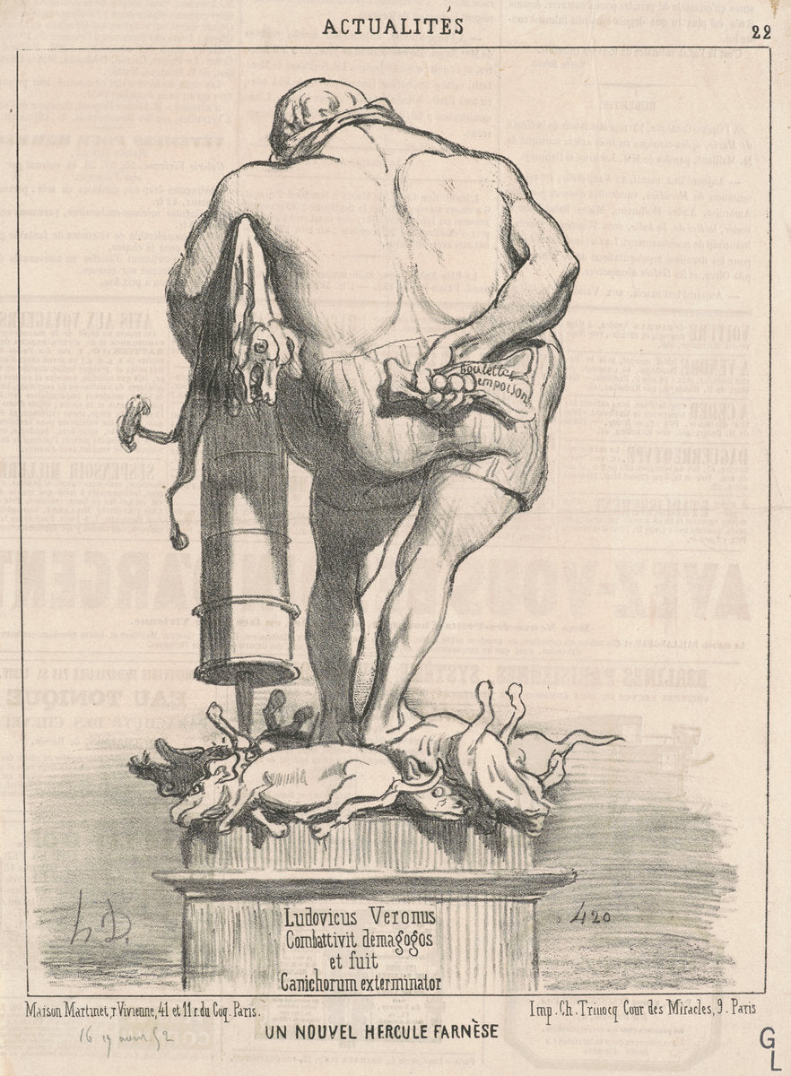 Un nouvel Hercule Farnèse by Honoré Daumier (French, 1808 - 1879), 16X12"(A3)Poster Print