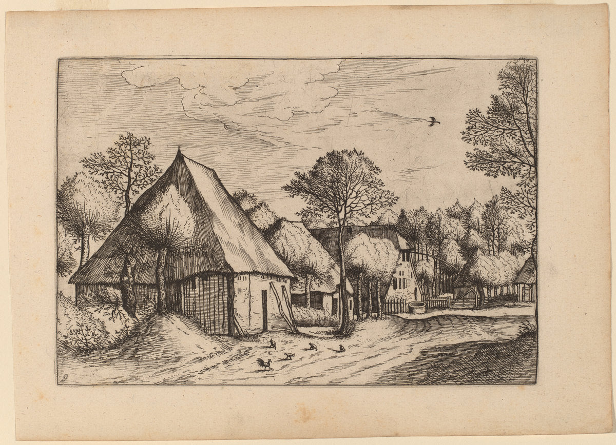 A Farmyard with a Draw Well by Johannes van Doetechum, the Elder and Lucas van Doetechum after Master of the Small Landscapes (Dutch, died 1605), 16X12"(A3)Poster Print