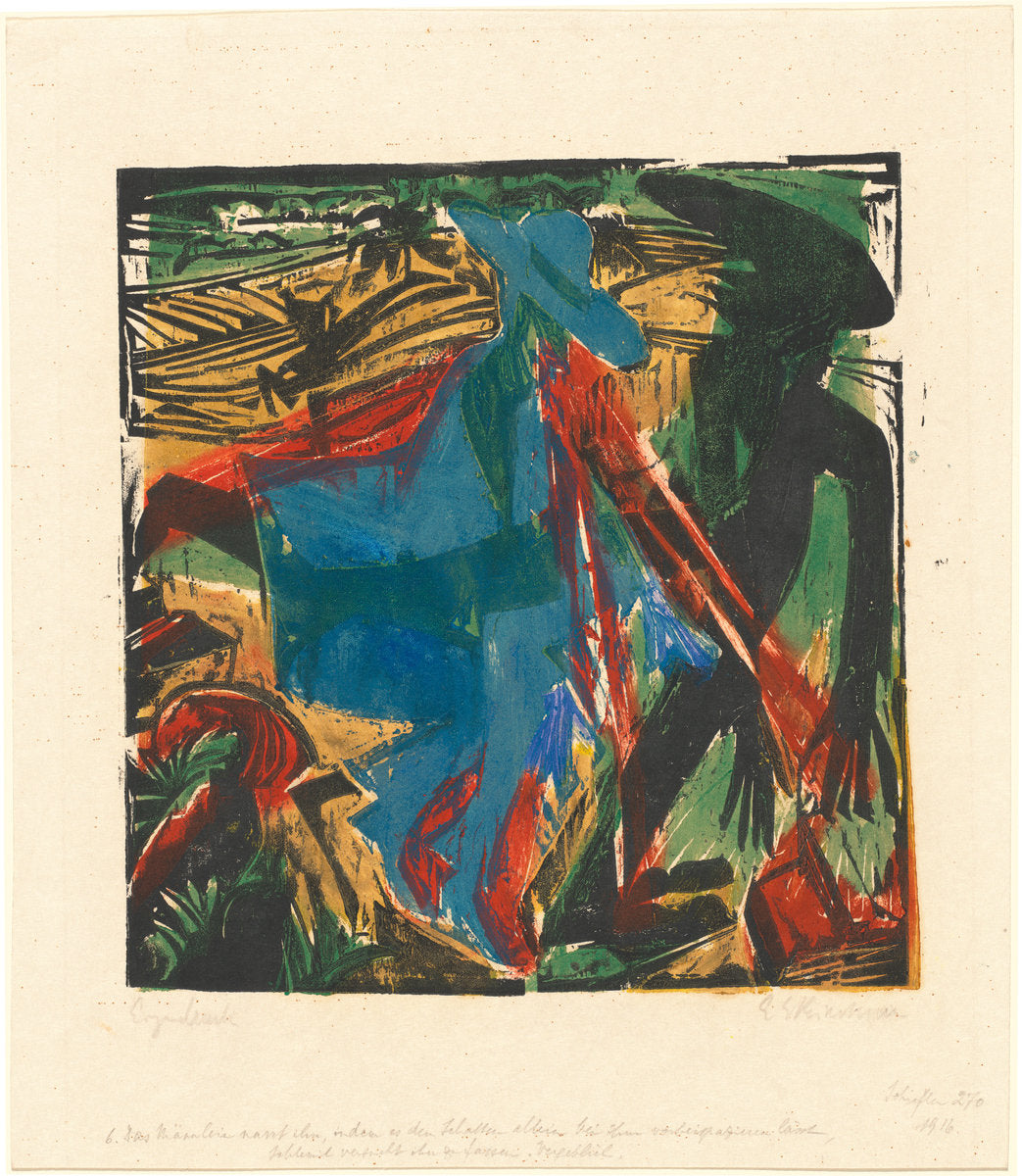 Peter Schlemihls wundersame Geschichte: Schlemihls Begegnung mit dem Schatten (Peter Schlemihl's Wondrous Story: Schlemihl's Encounter with His Shadow) by Ernst Ludwig Kirchner (German, 1880 - 1938), 16X12"(A3)Poster Print