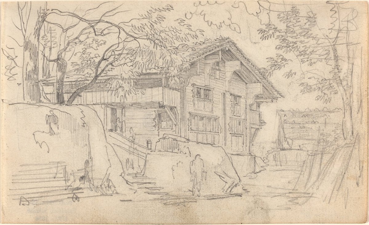 Courtyard of a Swiss Country House by Friedrich Salathé (Swiss, 1793 - 1858), 16X12"(A3)Poster Print