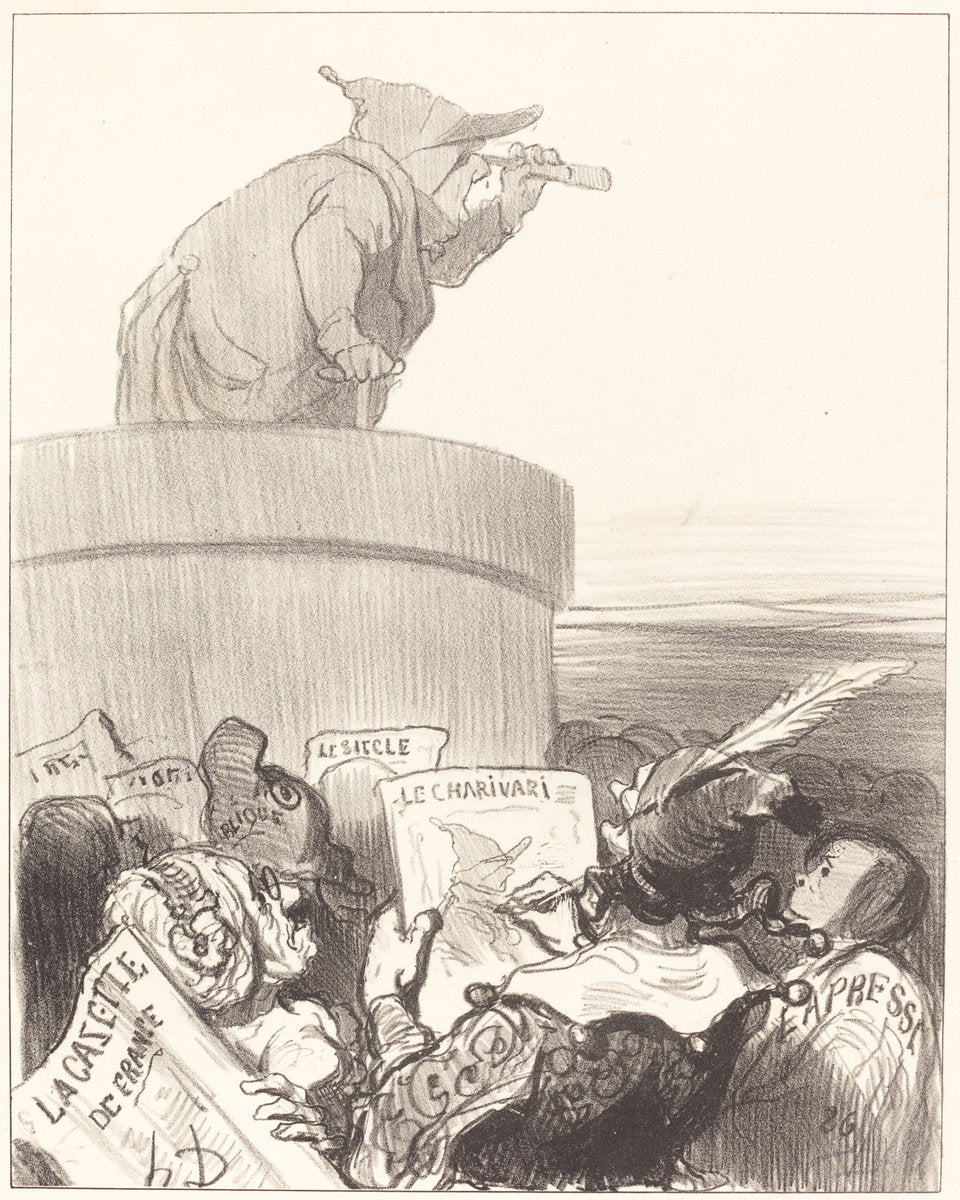 Le Constitutionnel contemplant l'horizon politique by Honoré Daumier (French, 1808 - 1879), 16X12"(A3)Poster Print