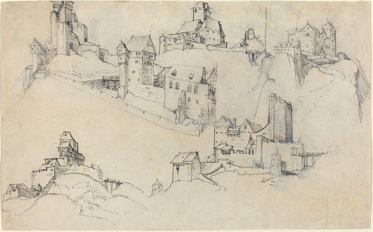 Hilltop Castles by Augustin Hirschvogel (German, 1503 - 1553), 16X12"(A3)Poster Print