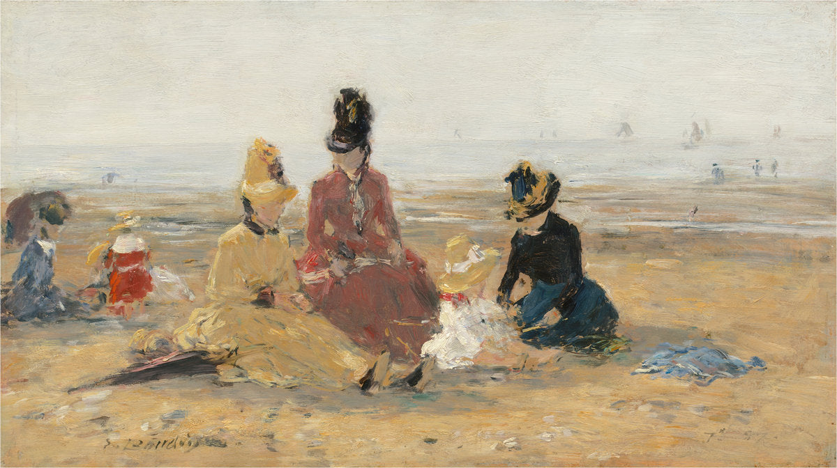 On the Beach, Trouville by Eugène Boudin (French, 1824 - 1898), 16X12"(A3)Poster Print