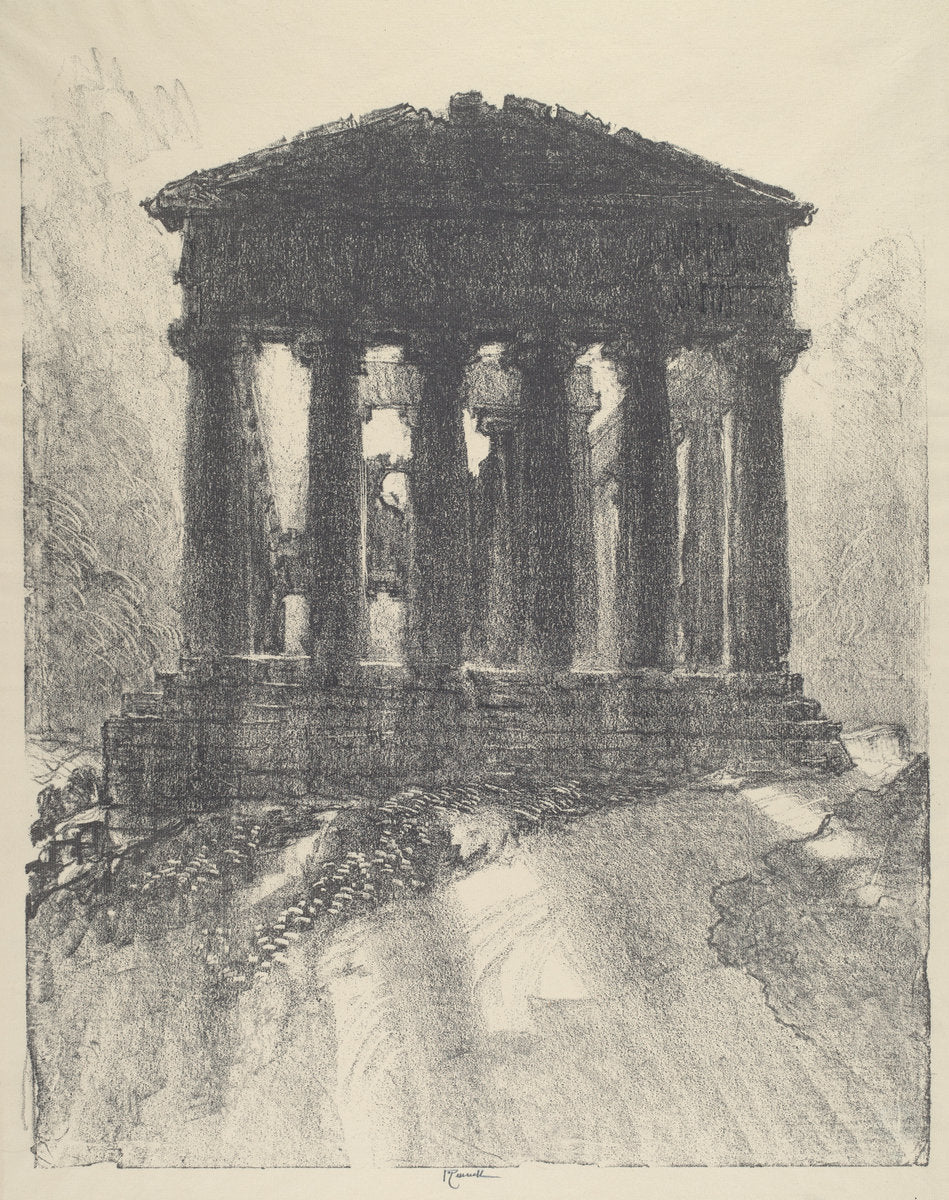 Sunrise Behind Temple of Concord, Girgenti by Joseph Pennell (American, 1857 - 1926), 16X12"(A3)Poster Print