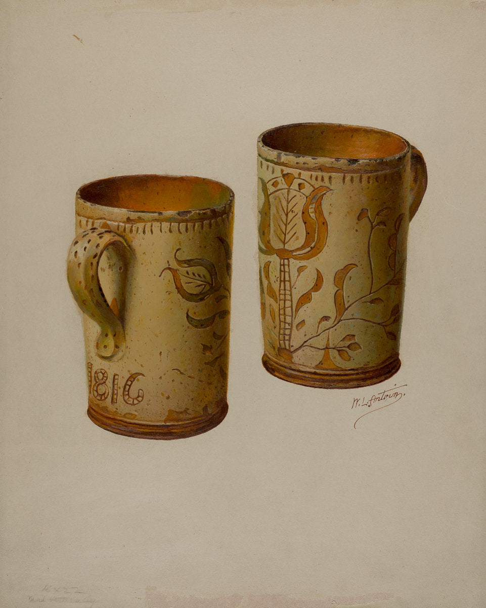 Pa. German Drinking Mug by William L. Antrim (American, active c. 1935), 16X12"(A3)Poster Print